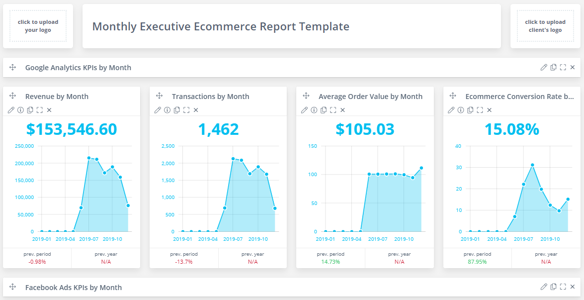 Monthly Executive E-commerce Report Template | Reportz