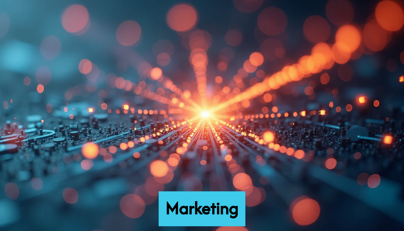 Digital marketing types converging abstract graphic