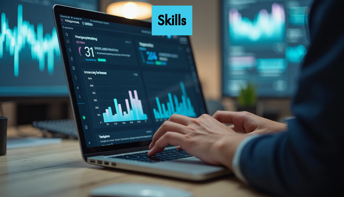 Person working with digital marketing data on laptop