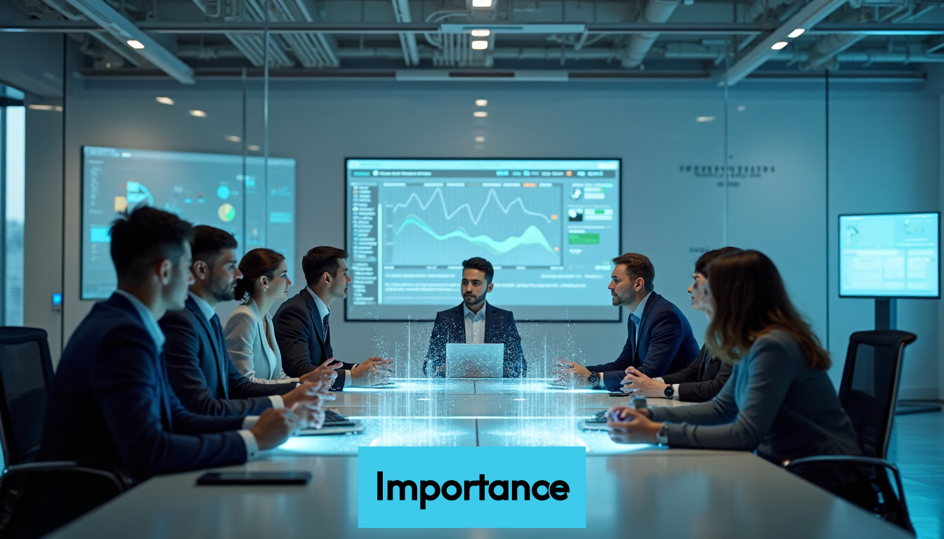 People working with real-time data displays in a modern office
